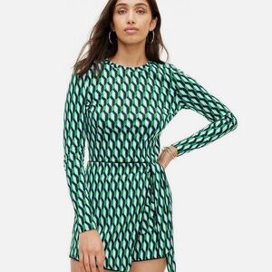 DVF x Target Crewneck Arrow Geo Green Long Sleeve Top